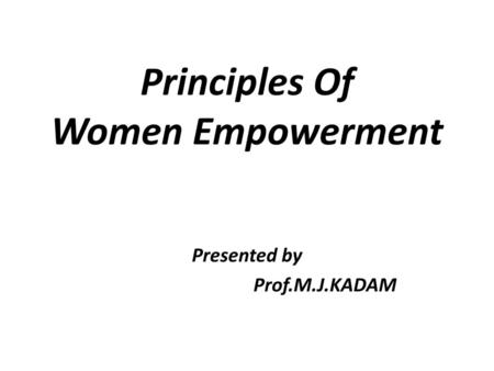 Principles Of Women Empowerment