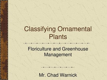 Classifying Ornamental Plants