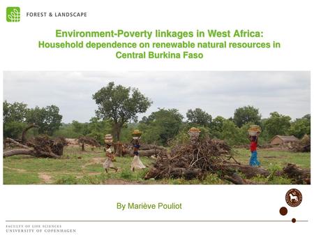 Environment-Poverty linkages in West Africa: Household dependence on renewable natural resources in Central Burkina Faso By Mariève Pouliot.