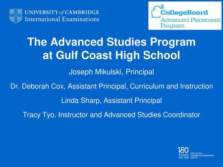 The Advanced Studies Program at Gulf Coast High School