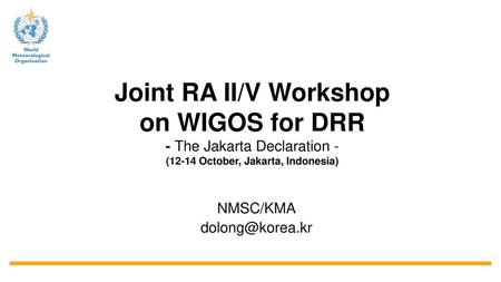 Joint RA II/V Workshop on WIGOS for DRR - The Jakarta Declaration -