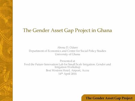 The Gender Asset Gap Project in Ghana