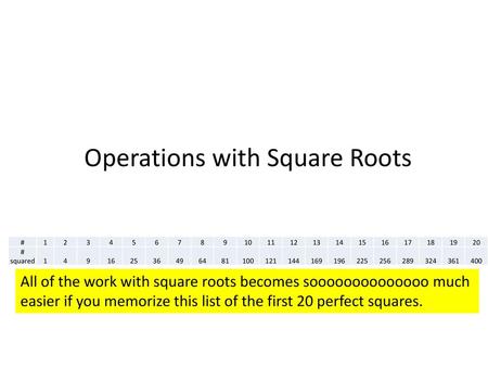 Operations with Square Roots