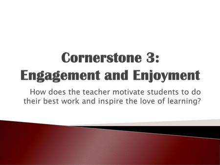 Cornerstone 3: Engagement and Enjoyment