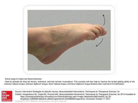 Used to activate the long toe flexors, extensors, and foot intrinsic musculature. This exercise will also help to improve the tendon-gliding ability of.