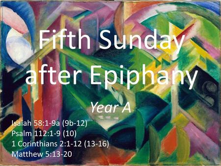 Fifth Sunday after Epiphany