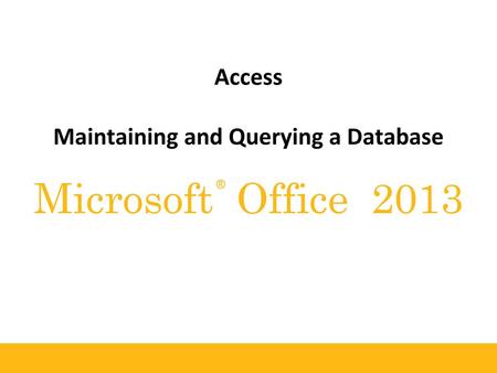 Access Maintaining and Querying a Database