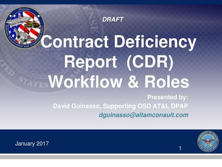 Contract Deficiency Report (CDR) Workflow & Roles