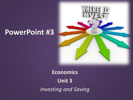 Economics Unit 3 Investing and Saving