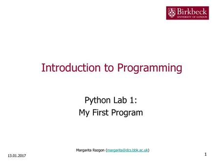 Introduction to Programming