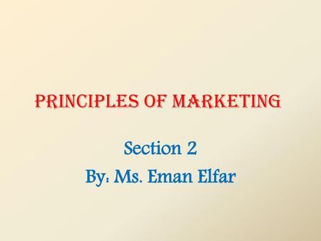 Principles of Marketing