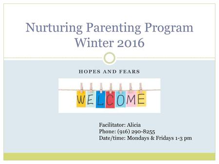 Nurturing Parenting Program Winter 2016