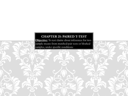 Chapter 25: Paired t-Test