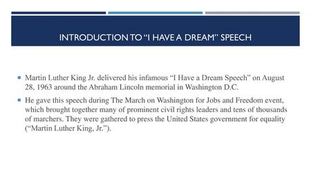 Introduction to “I have a Dream” speech