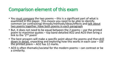 Comparison element of this exam