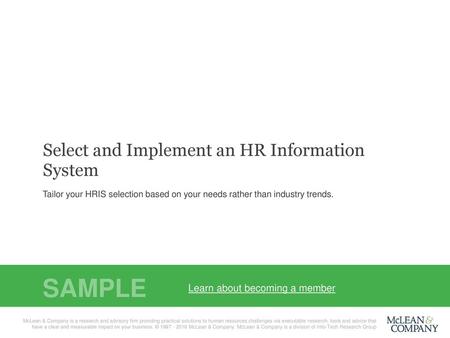 SAMPLE Select and Implement an HR Information System