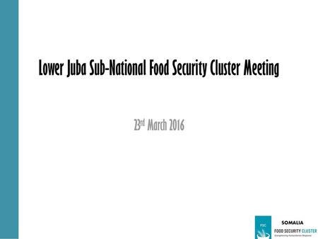 Lower Juba Sub-National Food Security Cluster Meeting