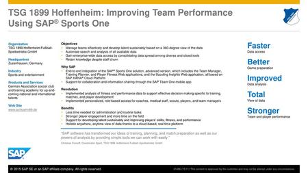 TSG 1899 Hoffenheim: Improving Team Performance Using SAP® Sports One