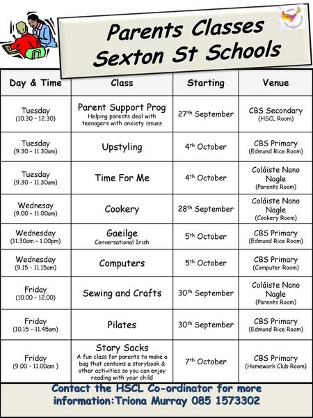 Parents Classes Sexton St Schools