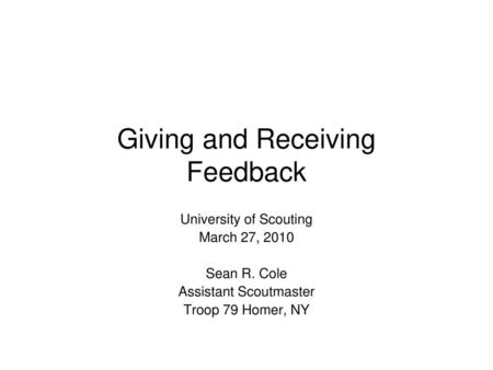 Giving and Receiving Feedback