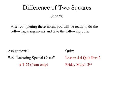 Difference of Two Squares