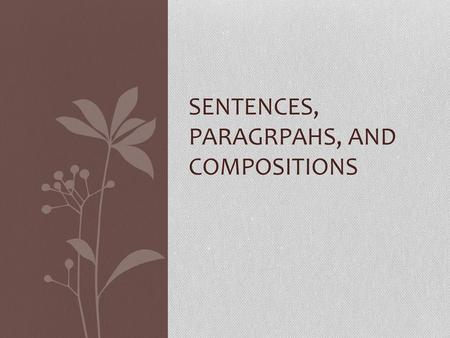 sentences, PARAGRPAHS, AND COMPOSITIONS