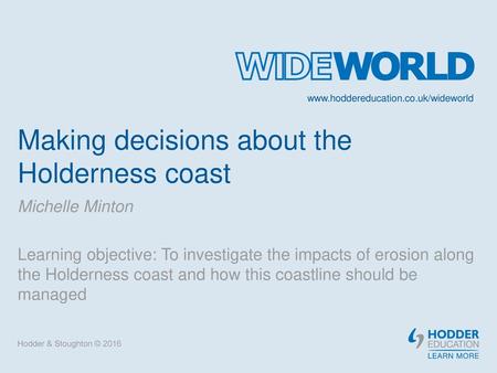 Making decisions about the Holderness coast