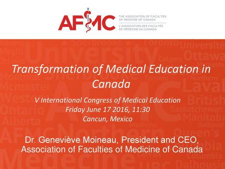 Transformation of Medical Education in Canada