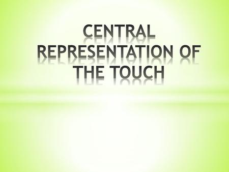 CENTRAL REPRESENTATION OF THE TOUCH