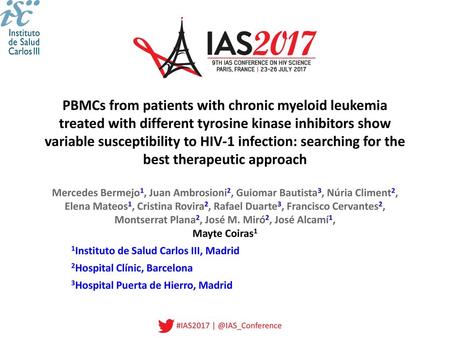 PBMCs from patients with chronic myeloid leukemia treated with different tyrosine kinase inhibitors show variable susceptibility to HIV-1 infection: searching.