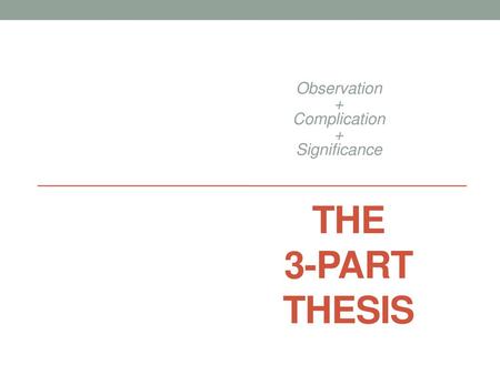 Observation + Complication Significance The 3-part thesis.