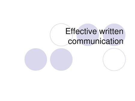 Effective written communication