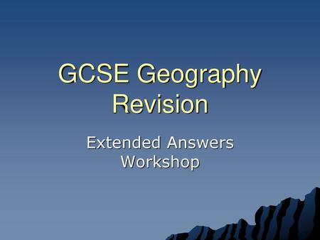 GCSE Geography Revision