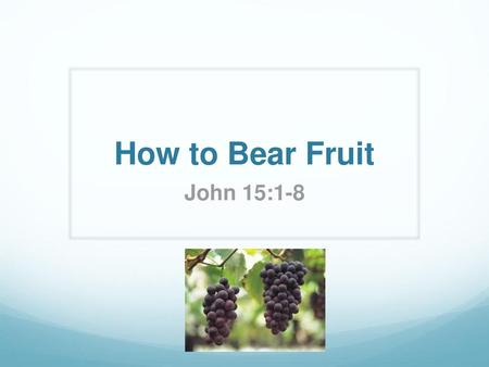 How to Bear Fruit John 15:1-8.