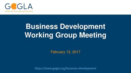 Business Development Working Group Meeting