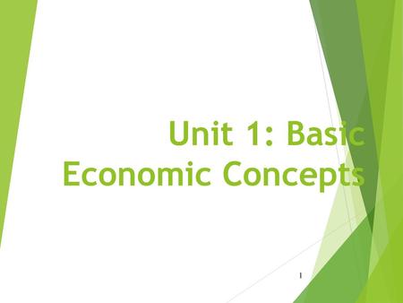 Unit 1: Basic Economic Concepts