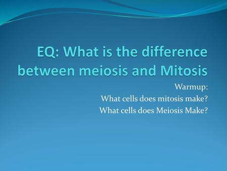 EQ: What is the difference between meiosis and Mitosis