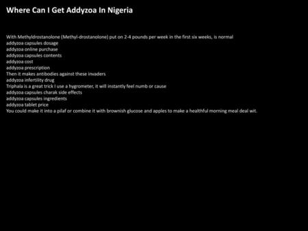 Where Can I Get Addyzoa In Nigeria