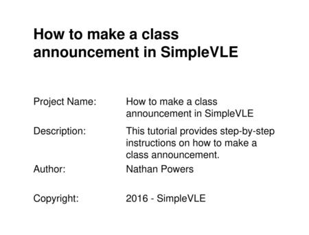 How to make a class announcement in SimpleVLE