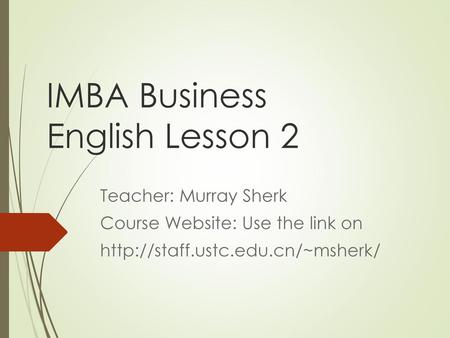 IMBA Business English Lesson 2