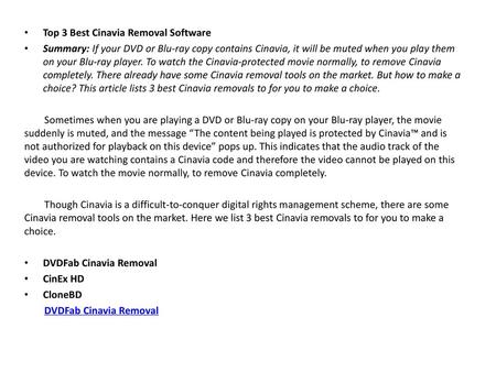 Top 3 Best Cinavia Removal Software