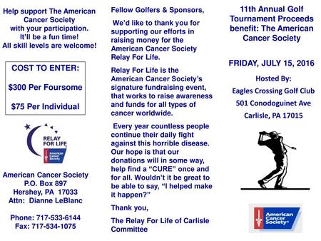 Eagles Crossing Golf Club American Cancer Society