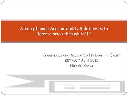 Strengthening Accountability Relations with Beneficiaries through GALI