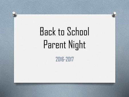 Back to School Parent Night