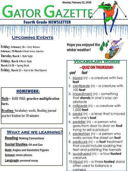 Fourth Grade NEWSLETTER