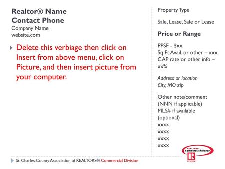 Realtor® Name Contact Phone Company Name website.com