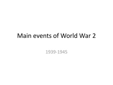 Main events of World War 2