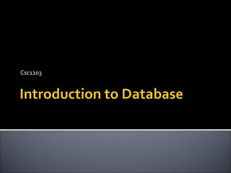 Introduction to Database