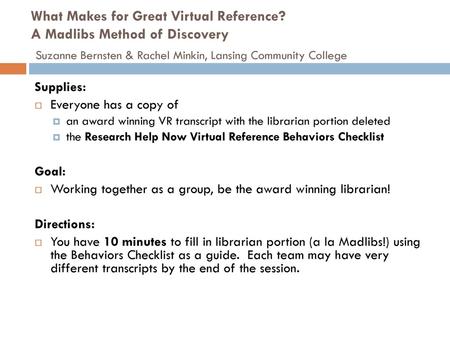 What Makes for Great Virtual Reference