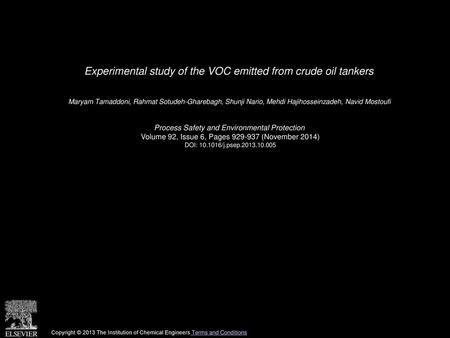 Experimental study of the VOC emitted from crude oil tankers